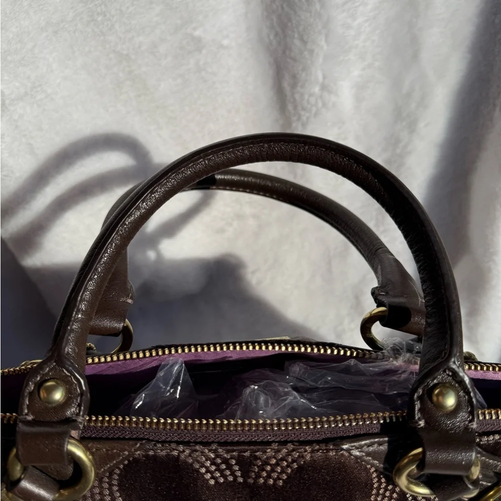 Coach Brown Satchel with Signature Monogram - Picture 4 of 10